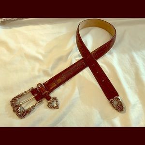 Brighton brown leather belt with silver jewelry
